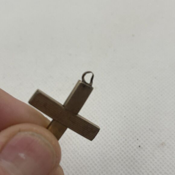 Antique 1/20 12K Gold Filled Cross Pendant with Stone LS - Picture 3 of 7